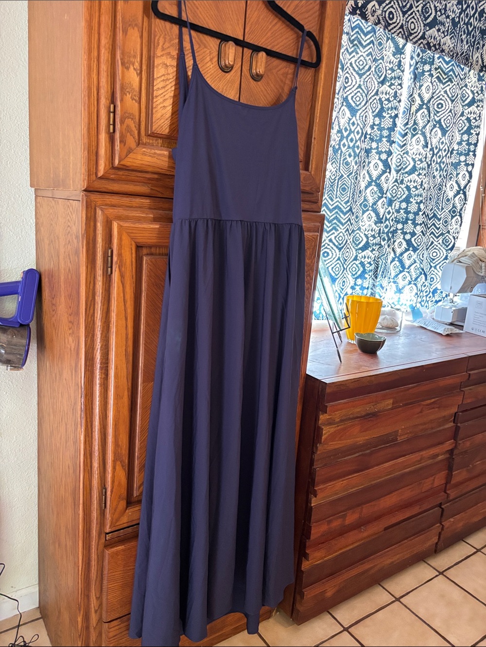 HALARA Navy Spaghetti Strap Maxi Dress NWT - Picture 1 of 5